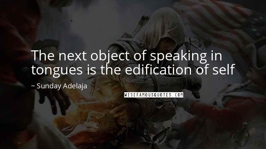 Sunday Adelaja Quotes: The next object of speaking in tongues is the edification of self