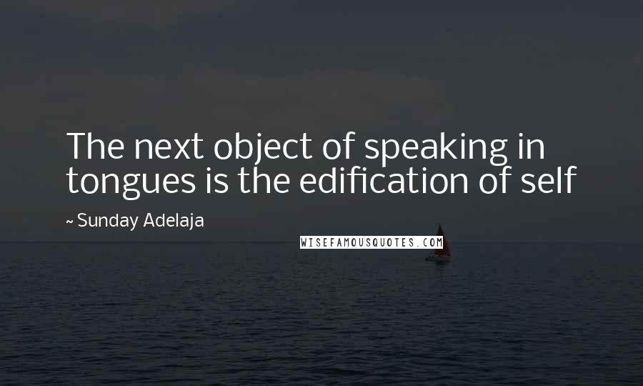 Sunday Adelaja Quotes: The next object of speaking in tongues is the edification of self