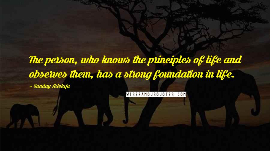 Sunday Adelaja Quotes: The person, who knows the principles of life and observes them, has a strong foundation in life.