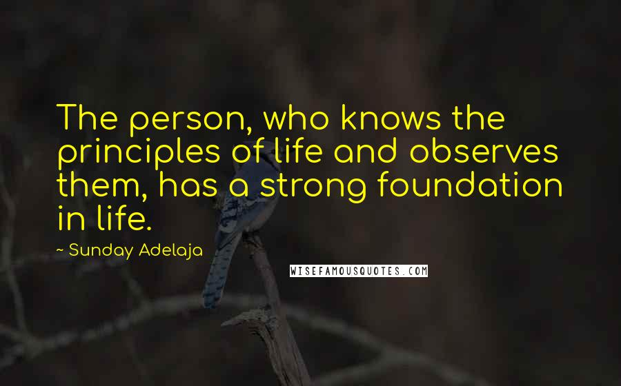 Sunday Adelaja Quotes: The person, who knows the principles of life and observes them, has a strong foundation in life.