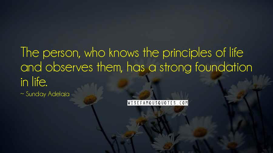 Sunday Adelaja Quotes: The person, who knows the principles of life and observes them, has a strong foundation in life.