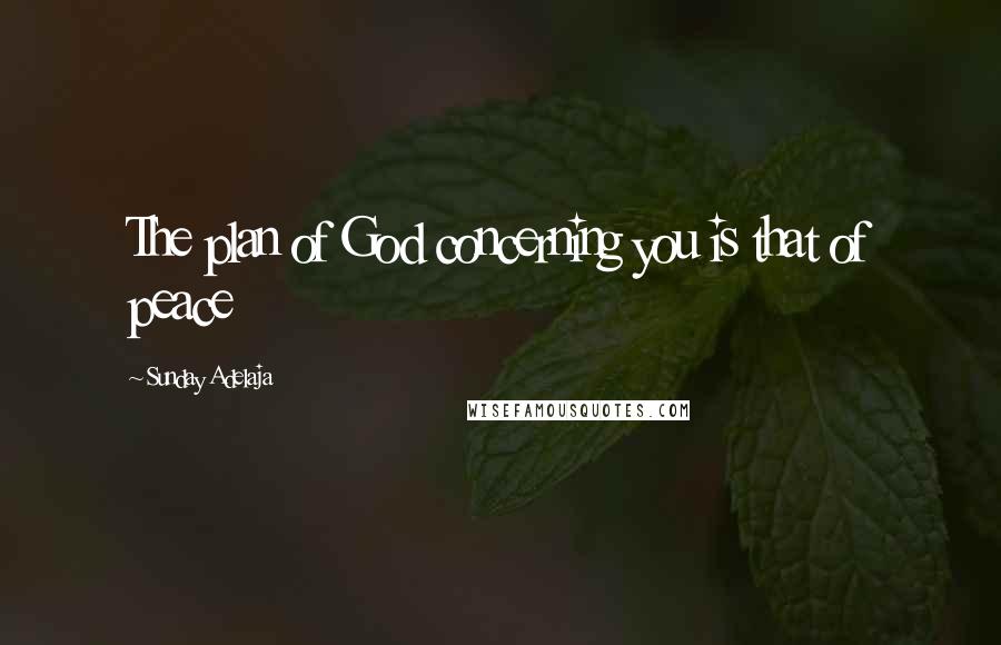 Sunday Adelaja Quotes: The plan of God concerning you is that of peace