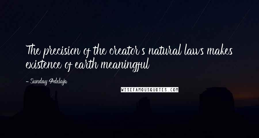 Sunday Adelaja Quotes: The precision of the creator's natural laws makes existence of earth meaningful