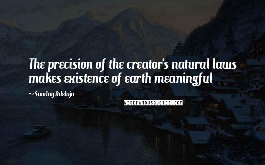 Sunday Adelaja Quotes: The precision of the creator's natural laws makes existence of earth meaningful