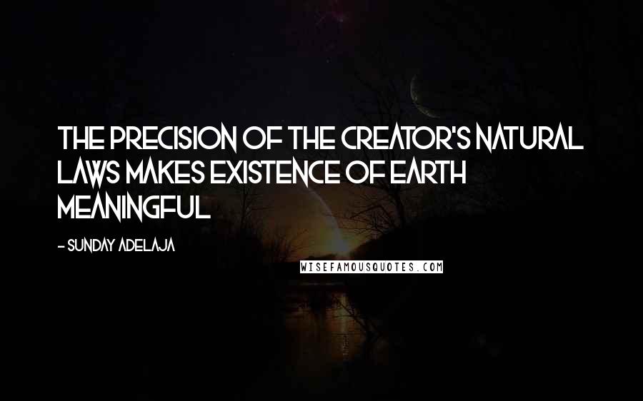 Sunday Adelaja Quotes: The precision of the creator's natural laws makes existence of earth meaningful