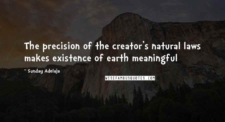 Sunday Adelaja Quotes: The precision of the creator's natural laws makes existence of earth meaningful