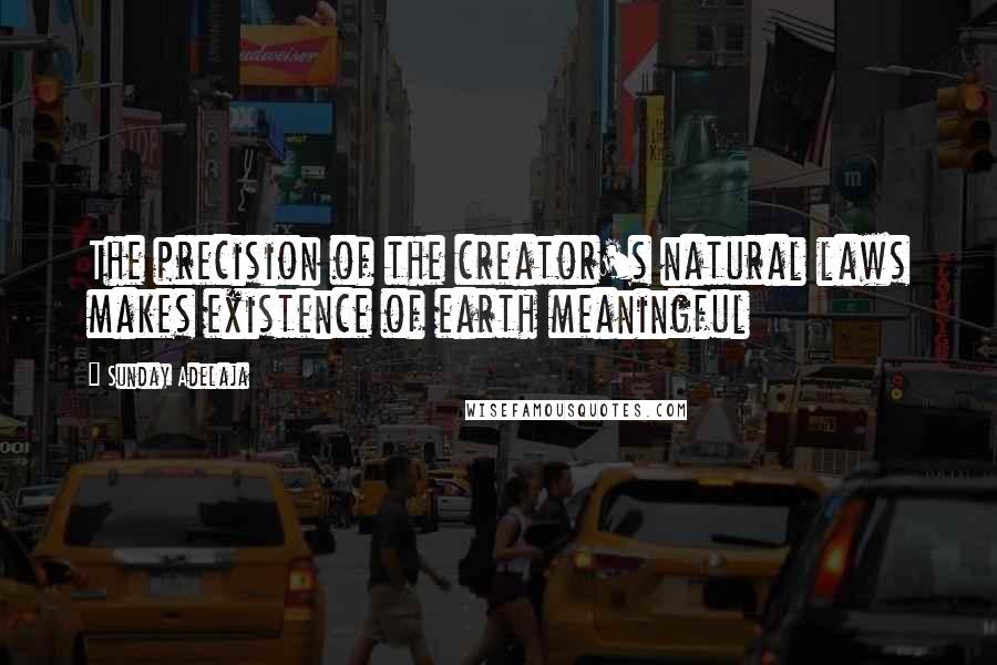 Sunday Adelaja Quotes: The precision of the creator's natural laws makes existence of earth meaningful