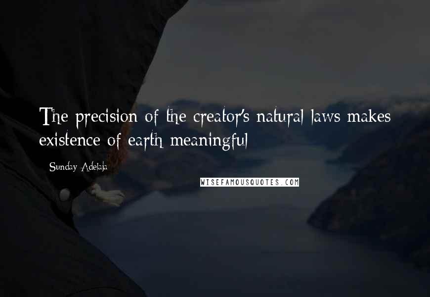 Sunday Adelaja Quotes: The precision of the creator's natural laws makes existence of earth meaningful