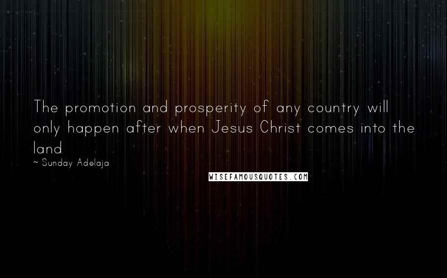 Sunday Adelaja Quotes: The promotion and prosperity of any country will only happen after when Jesus Christ comes into the land