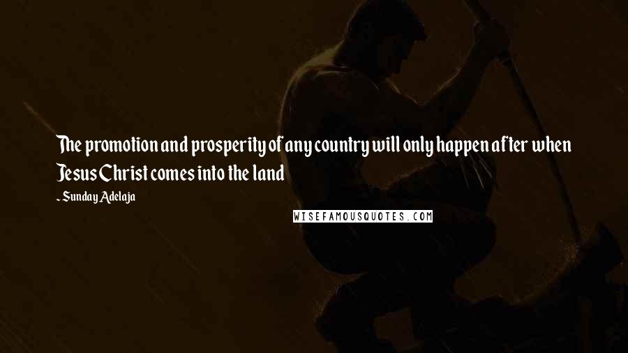 Sunday Adelaja Quotes: The promotion and prosperity of any country will only happen after when Jesus Christ comes into the land