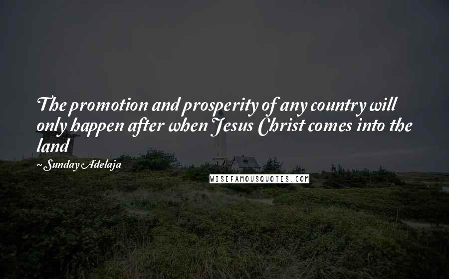Sunday Adelaja Quotes: The promotion and prosperity of any country will only happen after when Jesus Christ comes into the land