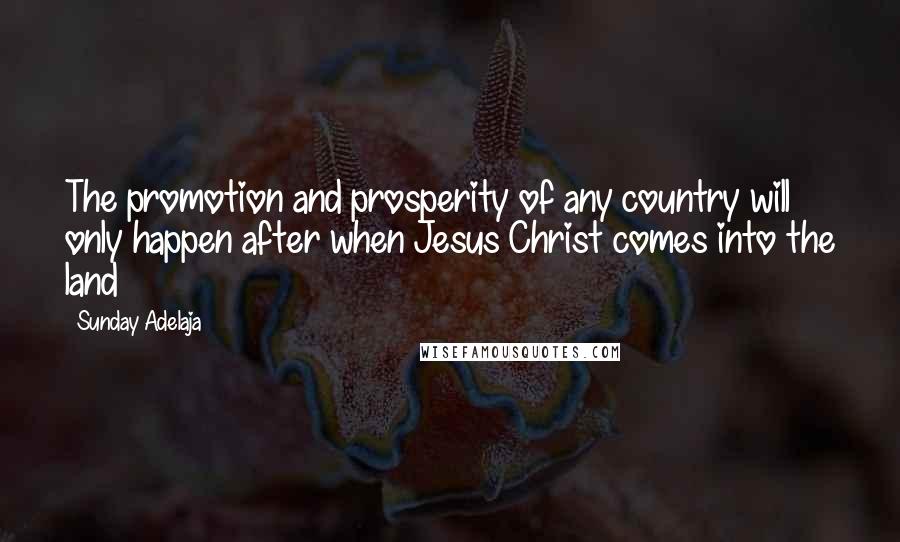 Sunday Adelaja Quotes: The promotion and prosperity of any country will only happen after when Jesus Christ comes into the land