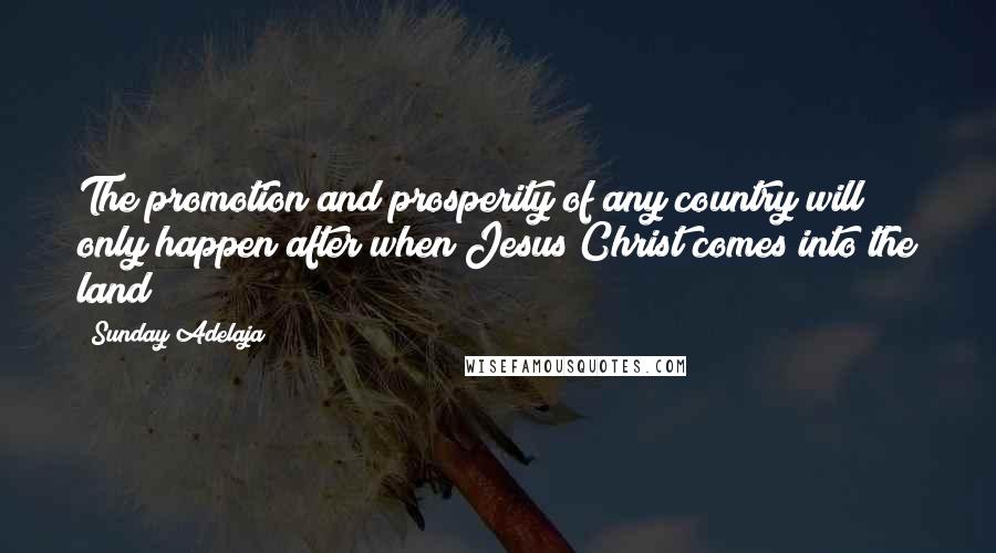 Sunday Adelaja Quotes: The promotion and prosperity of any country will only happen after when Jesus Christ comes into the land