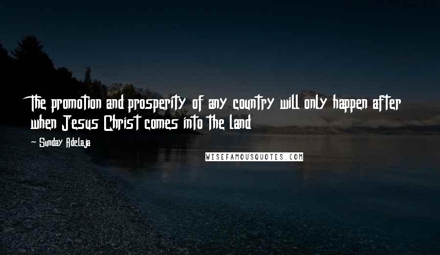 Sunday Adelaja Quotes: The promotion and prosperity of any country will only happen after when Jesus Christ comes into the land