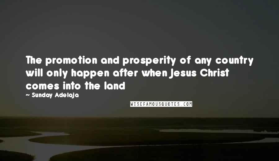 Sunday Adelaja Quotes: The promotion and prosperity of any country will only happen after when Jesus Christ comes into the land