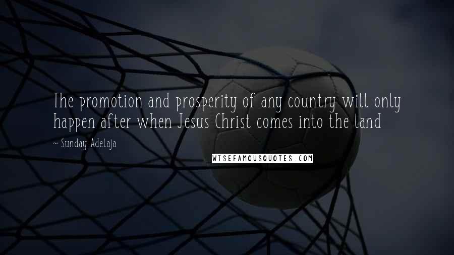 Sunday Adelaja Quotes: The promotion and prosperity of any country will only happen after when Jesus Christ comes into the land
