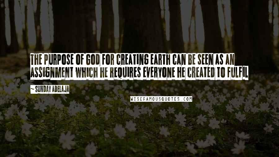 Sunday Adelaja Quotes: The purpose of God for creating earth can be seen as an assignment which he requires everyone he created to fulfil