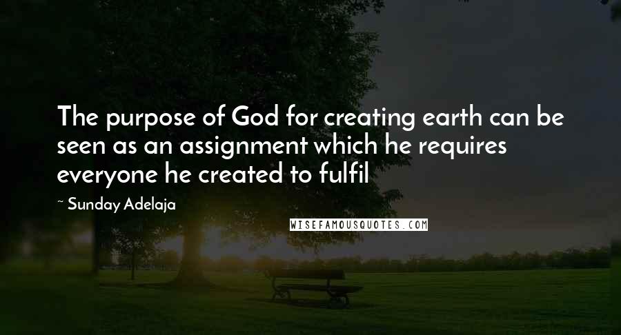 Sunday Adelaja Quotes: The purpose of God for creating earth can be seen as an assignment which he requires everyone he created to fulfil