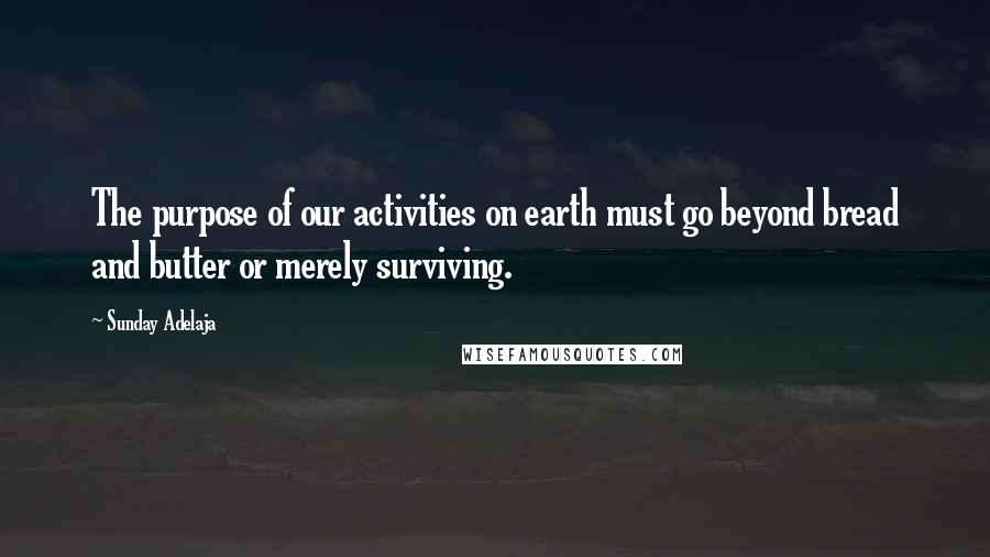 Sunday Adelaja Quotes: The purpose of our activities on earth must go beyond bread and butter or merely surviving.