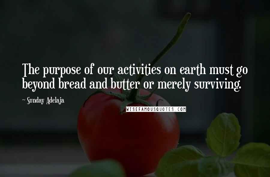 Sunday Adelaja Quotes: The purpose of our activities on earth must go beyond bread and butter or merely surviving.