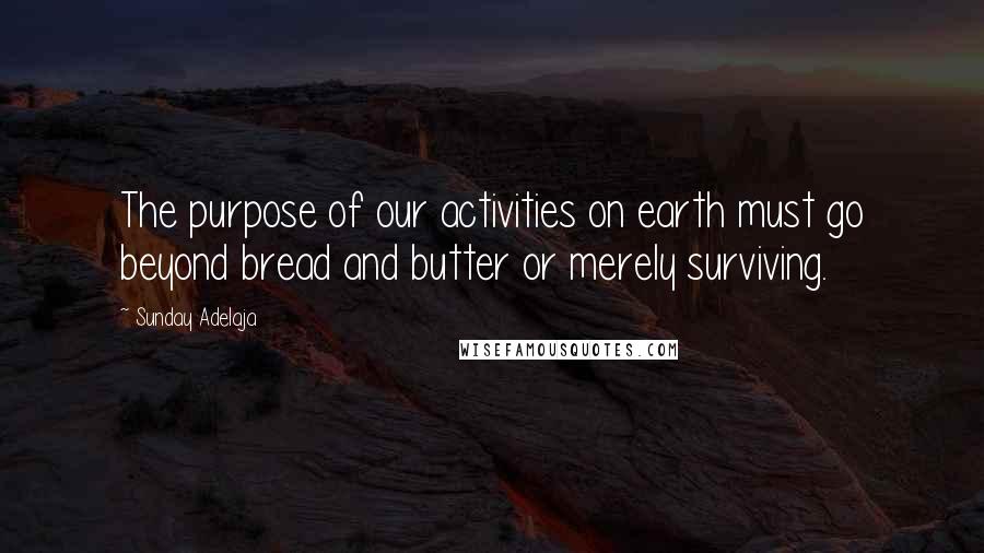 Sunday Adelaja Quotes: The purpose of our activities on earth must go beyond bread and butter or merely surviving.