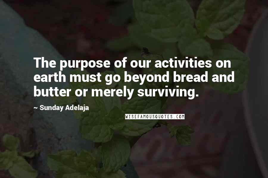 Sunday Adelaja Quotes: The purpose of our activities on earth must go beyond bread and butter or merely surviving.