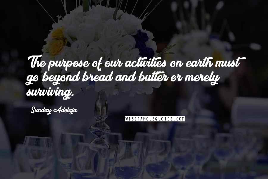 Sunday Adelaja Quotes: The purpose of our activities on earth must go beyond bread and butter or merely surviving.