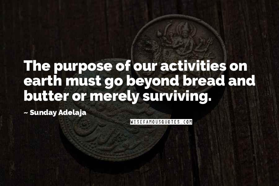 Sunday Adelaja Quotes: The purpose of our activities on earth must go beyond bread and butter or merely surviving.