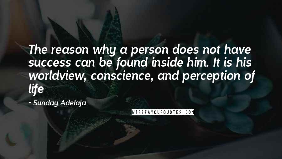 Sunday Adelaja Quotes: The reason why a person does not have success can be found inside him. It is his worldview, conscience, and perception of life