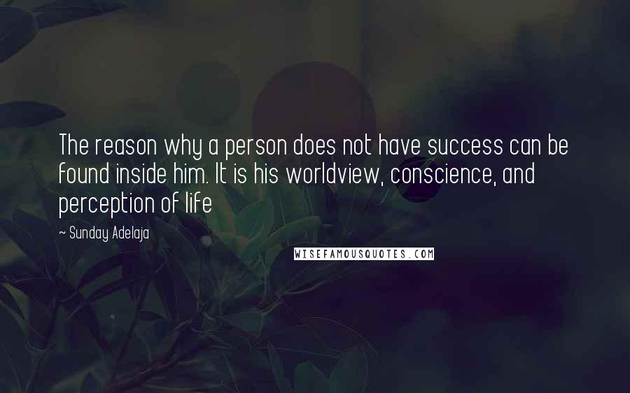 Sunday Adelaja Quotes: The reason why a person does not have success can be found inside him. It is his worldview, conscience, and perception of life