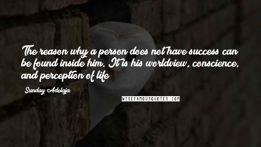 Sunday Adelaja Quotes: The reason why a person does not have success can be found inside him. It is his worldview, conscience, and perception of life