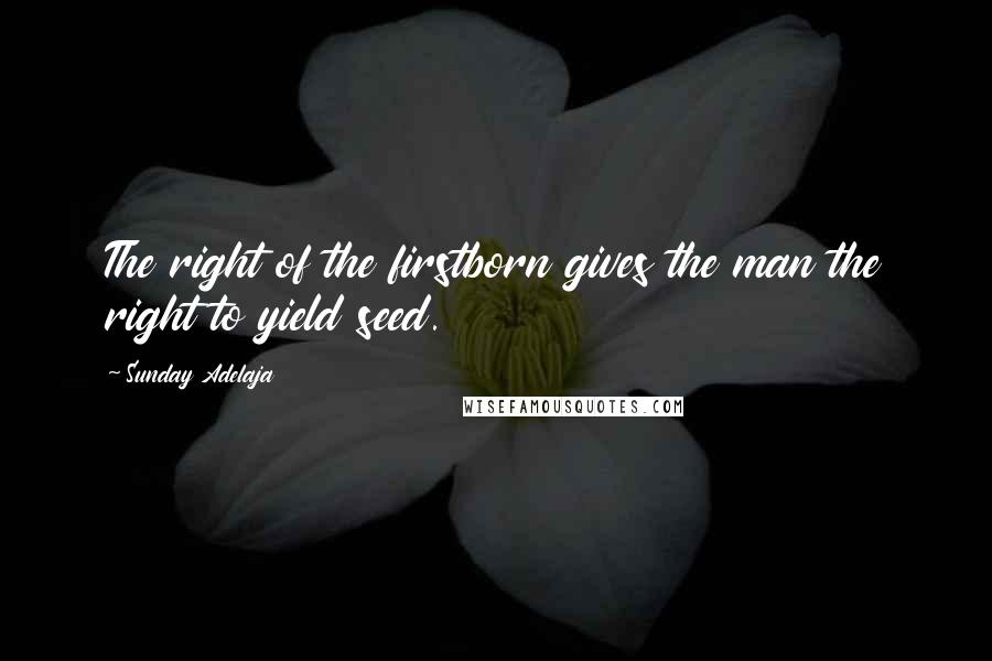 Sunday Adelaja Quotes: The right of the firstborn gives the man the right to yield seed.