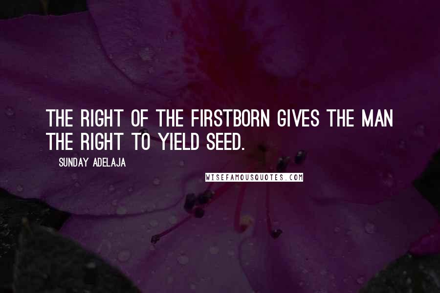 Sunday Adelaja Quotes: The right of the firstborn gives the man the right to yield seed.