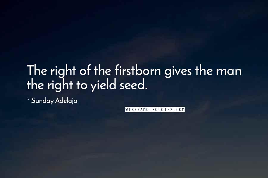 Sunday Adelaja Quotes: The right of the firstborn gives the man the right to yield seed.