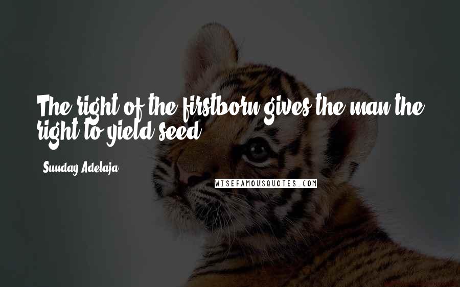 Sunday Adelaja Quotes: The right of the firstborn gives the man the right to yield seed.