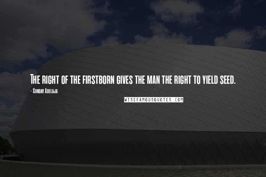 Sunday Adelaja Quotes: The right of the firstborn gives the man the right to yield seed.