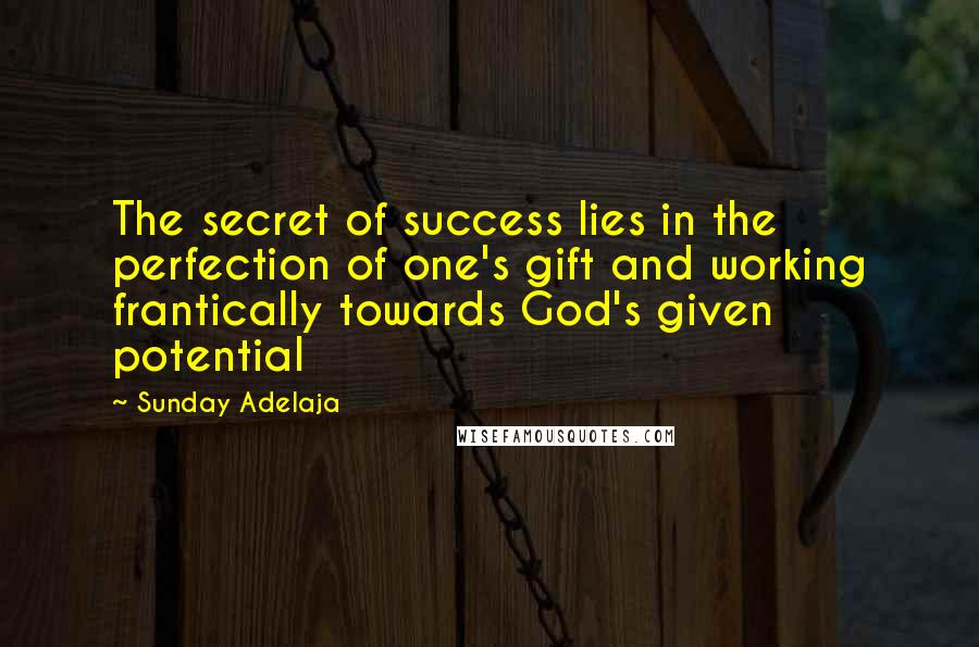 Sunday Adelaja Quotes: The secret of success lies in the perfection of one's gift and working frantically towards God's given potential