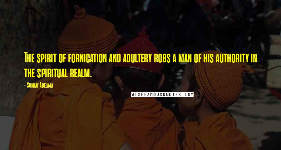 Sunday Adelaja Quotes: The spirit of fornication and adultery robs a man of his authority in the spiritual realm.