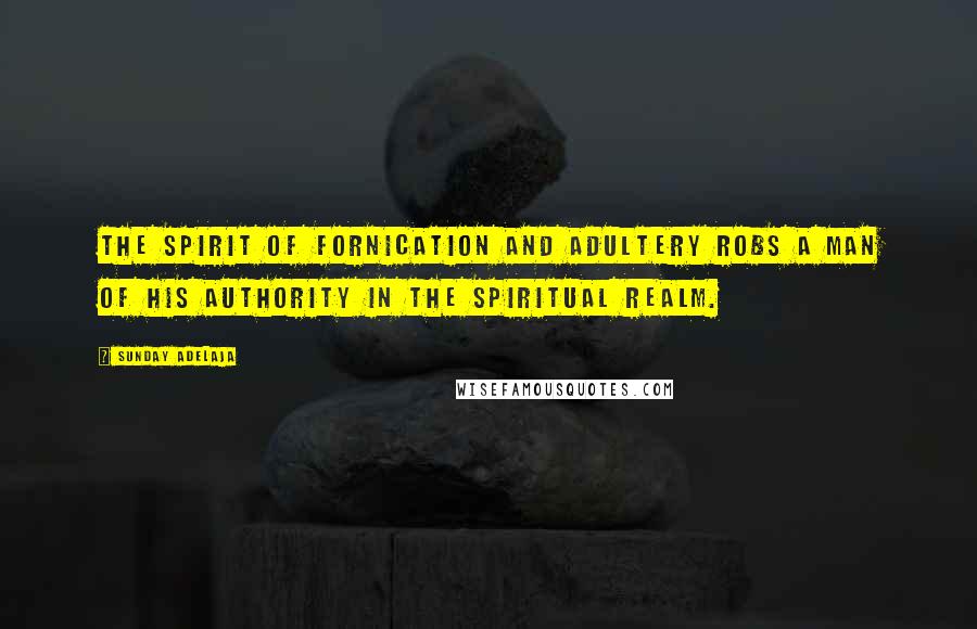 Sunday Adelaja Quotes: The spirit of fornication and adultery robs a man of his authority in the spiritual realm.