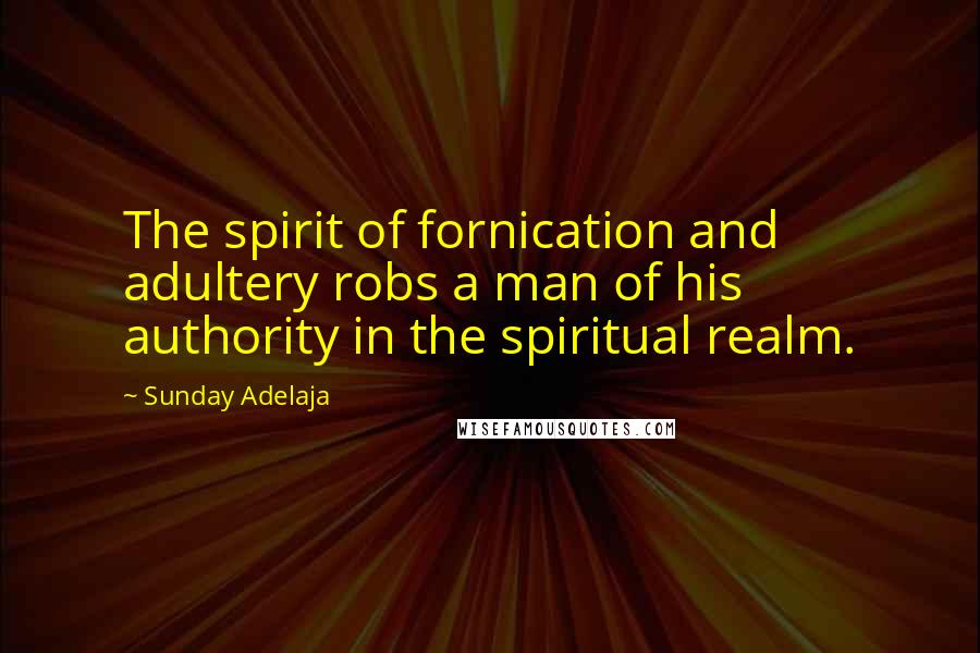 Sunday Adelaja Quotes: The spirit of fornication and adultery robs a man of his authority in the spiritual realm.