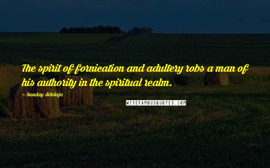 Sunday Adelaja Quotes: The spirit of fornication and adultery robs a man of his authority in the spiritual realm.