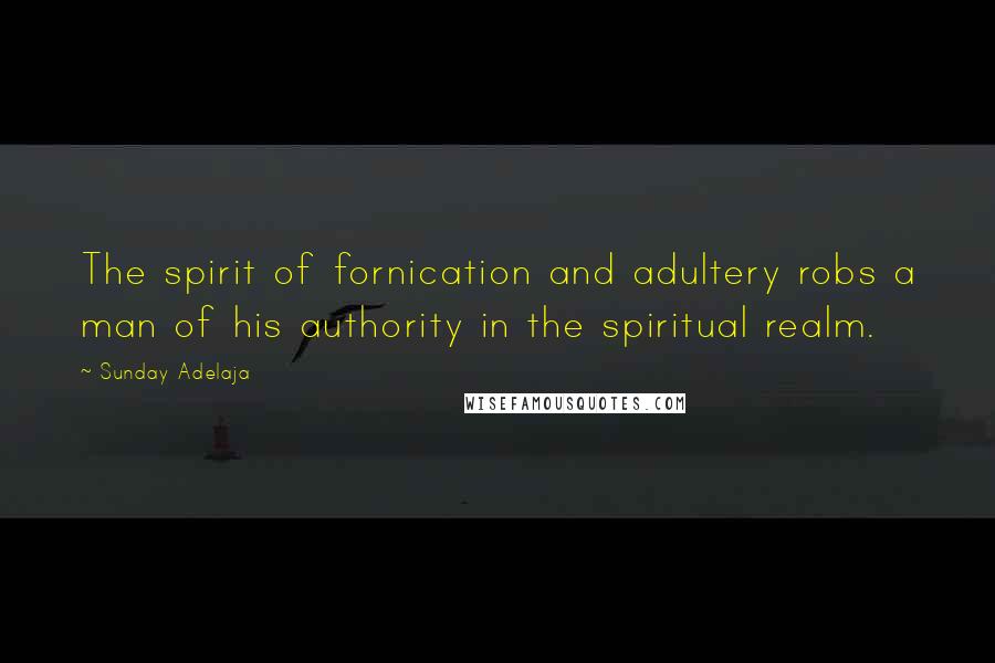 Sunday Adelaja Quotes: The spirit of fornication and adultery robs a man of his authority in the spiritual realm.