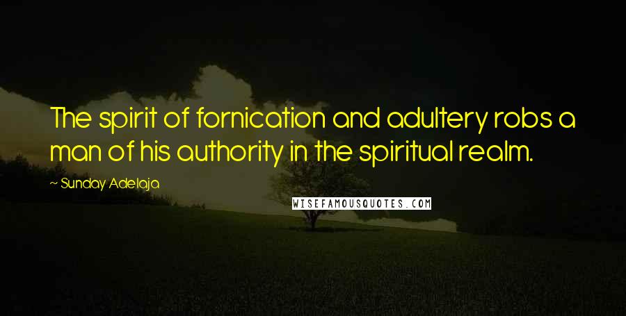 Sunday Adelaja Quotes: The spirit of fornication and adultery robs a man of his authority in the spiritual realm.