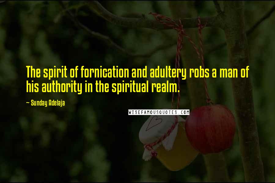 Sunday Adelaja Quotes: The spirit of fornication and adultery robs a man of his authority in the spiritual realm.