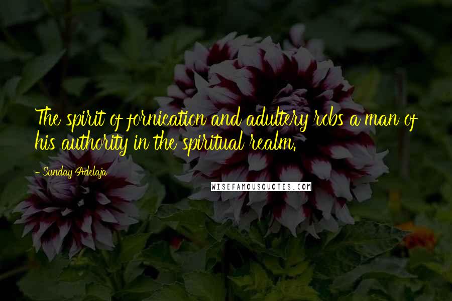 Sunday Adelaja Quotes: The spirit of fornication and adultery robs a man of his authority in the spiritual realm.