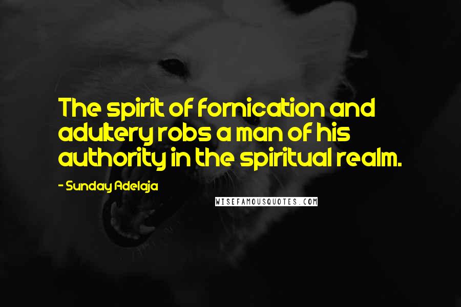 Sunday Adelaja Quotes: The spirit of fornication and adultery robs a man of his authority in the spiritual realm.