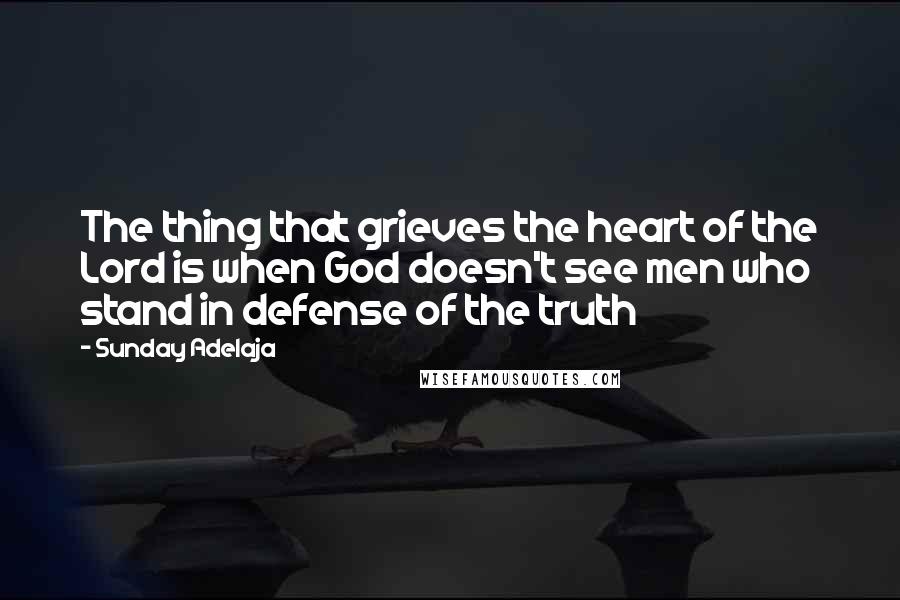 Sunday Adelaja Quotes: The thing that grieves the heart of the Lord is when God doesn't see men who stand in defense of the truth