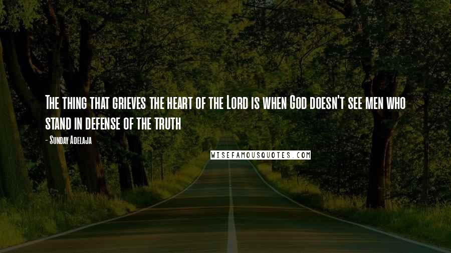 Sunday Adelaja Quotes: The thing that grieves the heart of the Lord is when God doesn't see men who stand in defense of the truth