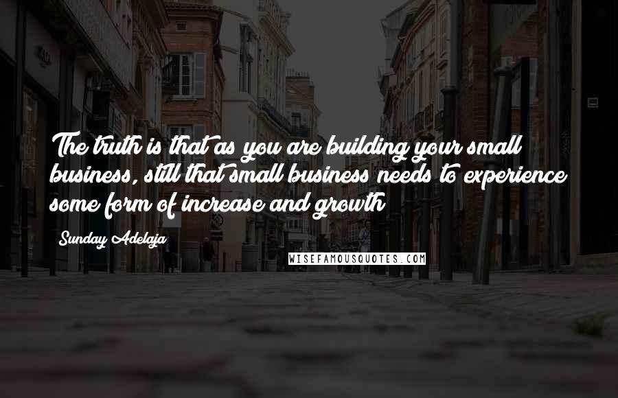 Sunday Adelaja Quotes: The truth is that as you are building your small business, still that small business needs to experience some form of increase and growth