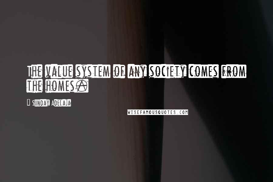 Sunday Adelaja Quotes: The value system of any society comes from the homes.